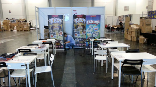 de stand in opbouw