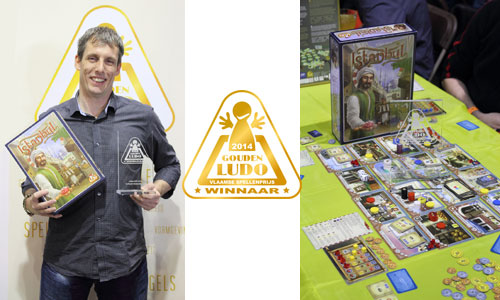 Johan van White Goblin Games met Gouden Ludo winnaar Istanbul